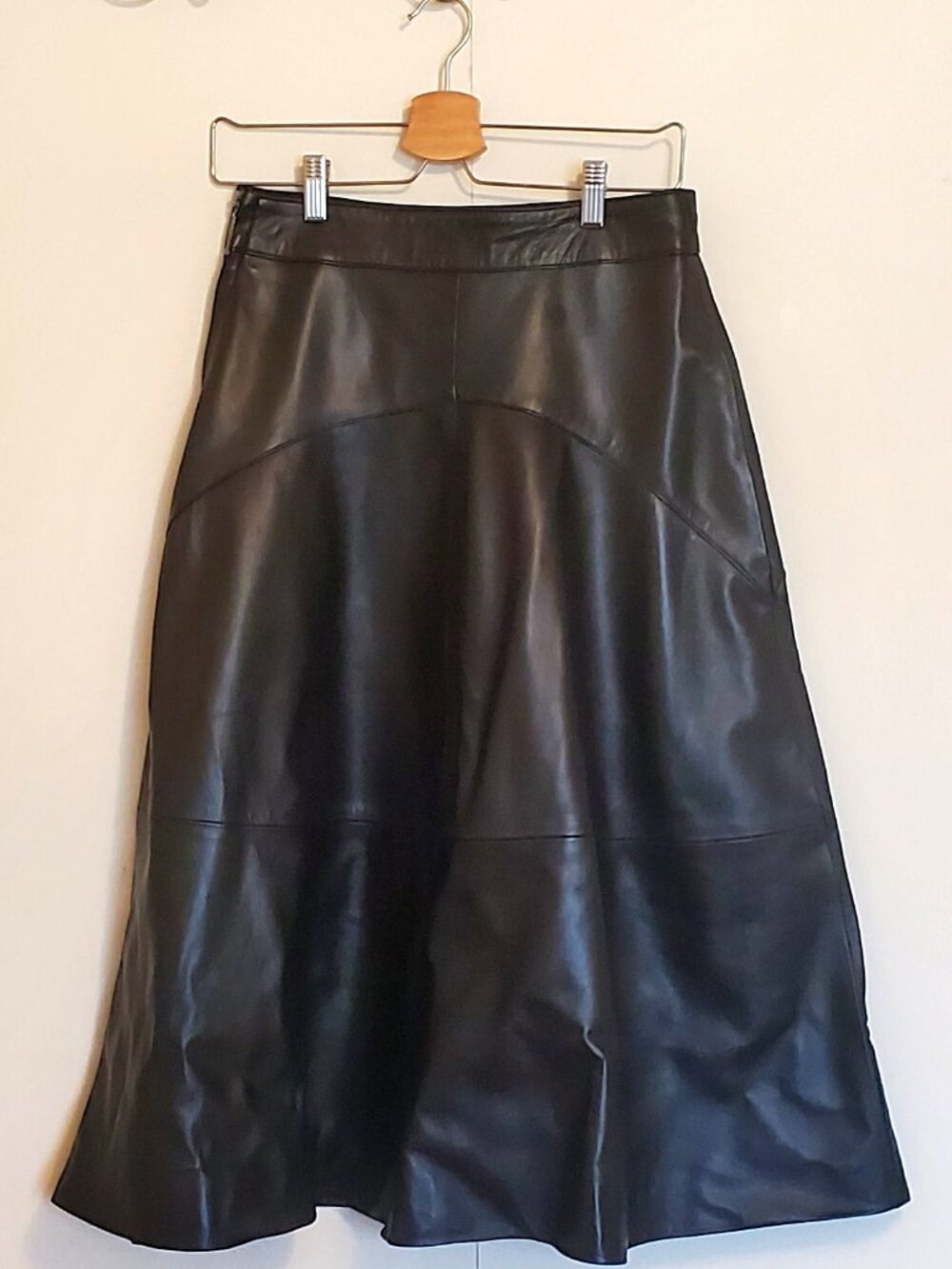 Jacket Artisan Real Lambskin Leather Midi Black Skirt